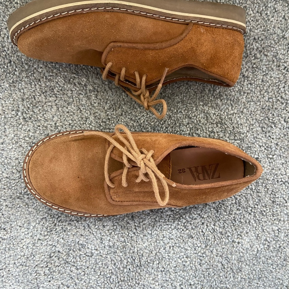 Zara Boys Brown Suede Oxfords